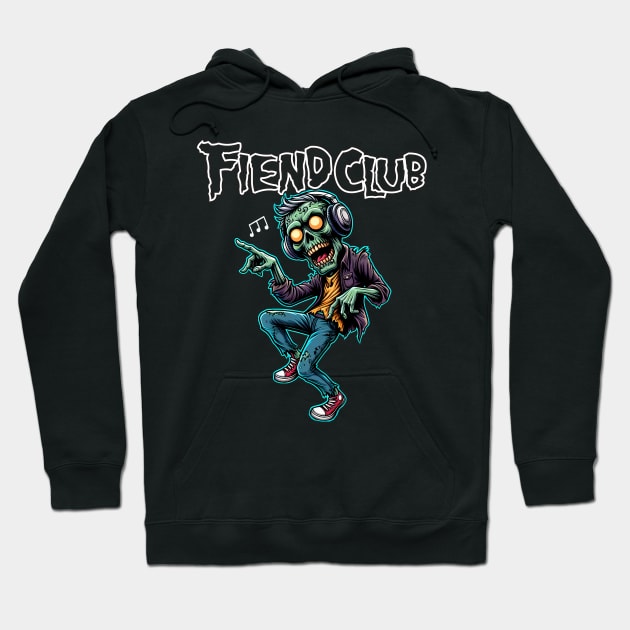 Fiend Club Dancing Zombie with Headphone Hoodie by cowyark rubbark